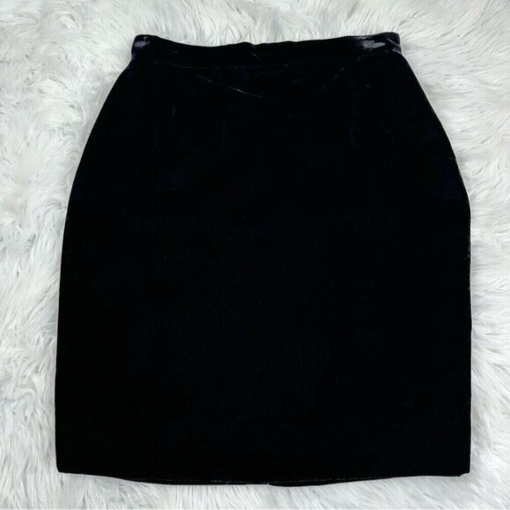 Valentino Studio‎ Black Velvet Pencil Skirt Vintage Made in Italy W27 Hemmed - Picture 5 of 14